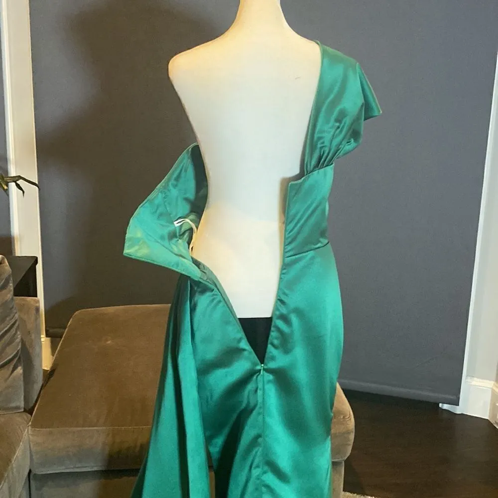 Women’s Green One Shoulder Full Length Mermaid Fit Formal Dress Size 6 Green - Image 6