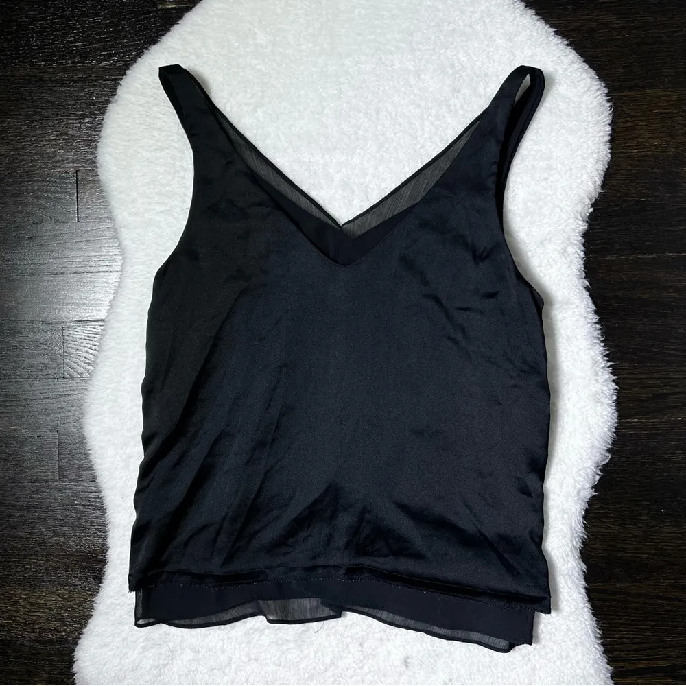 Black Satin and Tulle V Neck Cami - Image 5