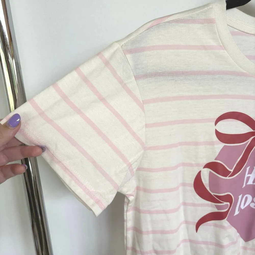 His Loss Indie Sleeze Graphic Tee Striped Valentine T-Shirt Sexy Funny Large - Image 5