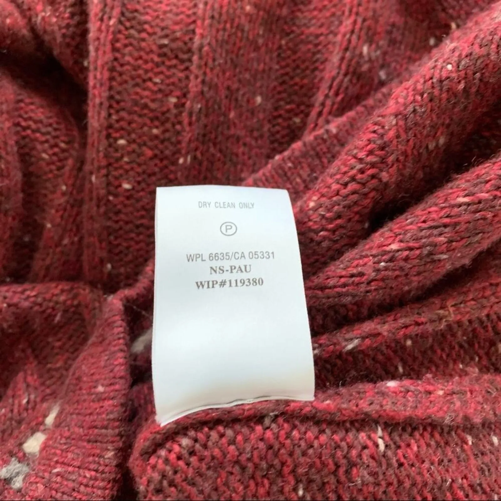 Woolrich Wool Blend Ruby Heather 9506 1/4 Zip Mock Neck Sweater Speckled Ribbed - Image 4
