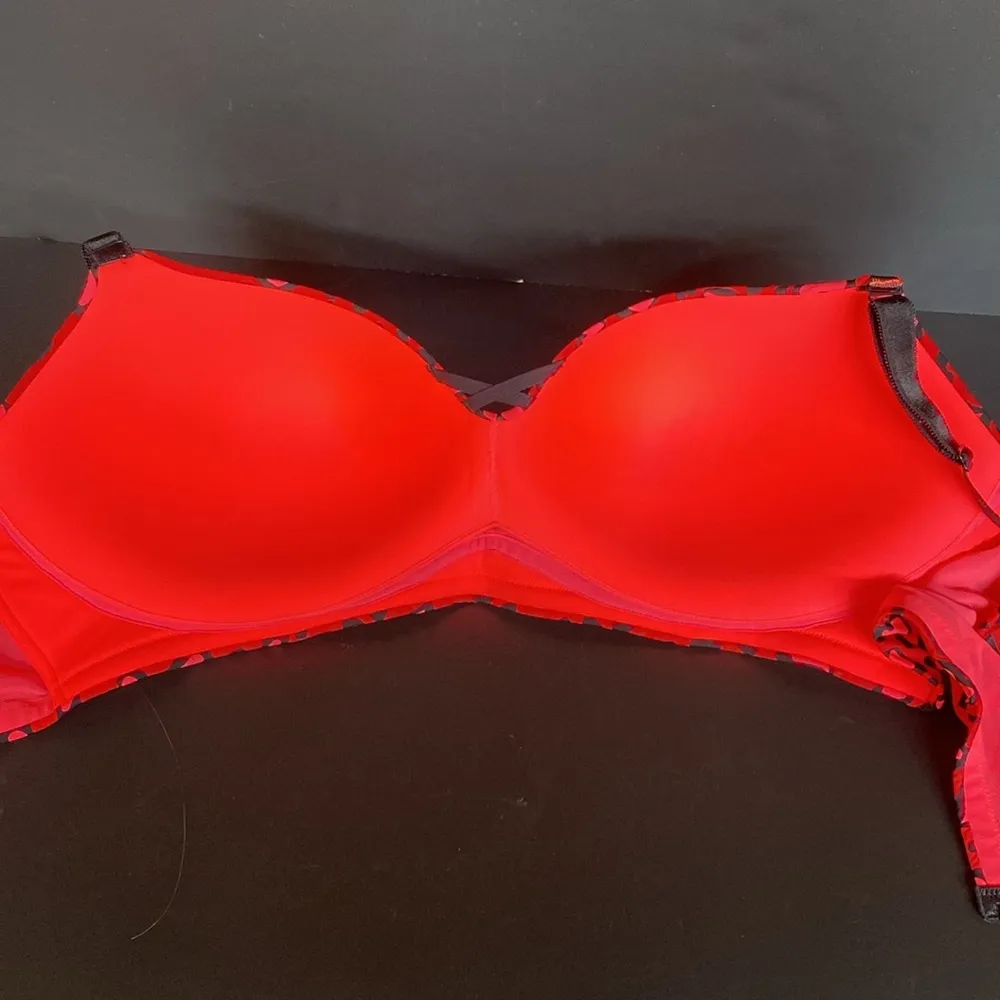 Torrid 46D Dream Wire Free Push Up Romantic Hearts Bra Black Red NWOT Aug 2024 - Image 7