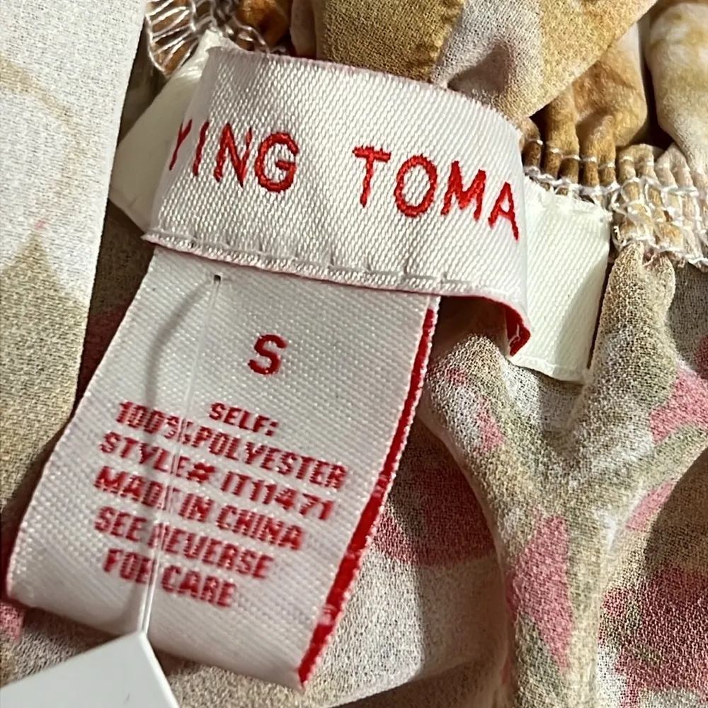 Flying Tomato size small cropped floral long sleeve top elastic back & sleeves - Image 4