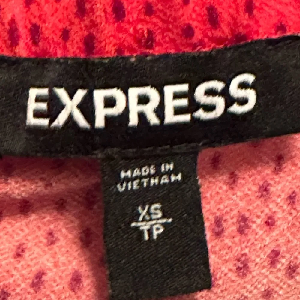 Express Dot Printed Strapless Cropped Capri Jumpsuit Sz XS Red Drawstring Waist - Image 10