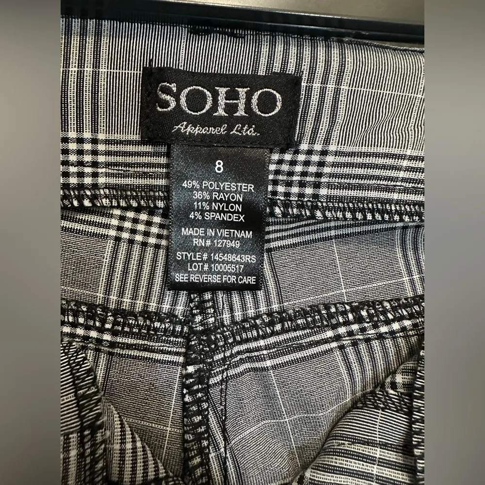 Soho Apparel Women’s Pants Trousers Plaid Grey Size 8 - Image 4