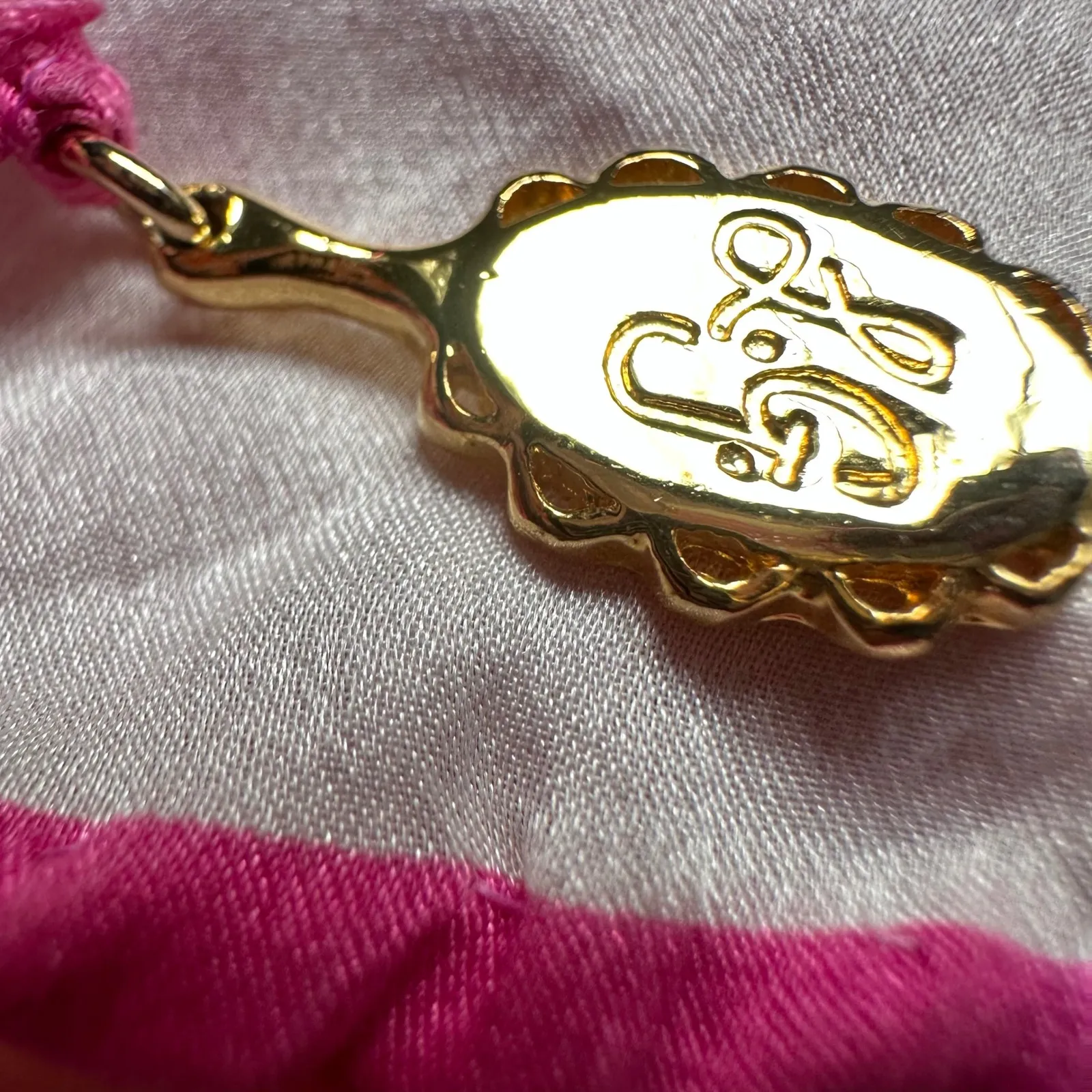 Lulu Guinness Silk Scarf Pinup Face Bows Print Square 34x33 Pink Glam White - Image 6