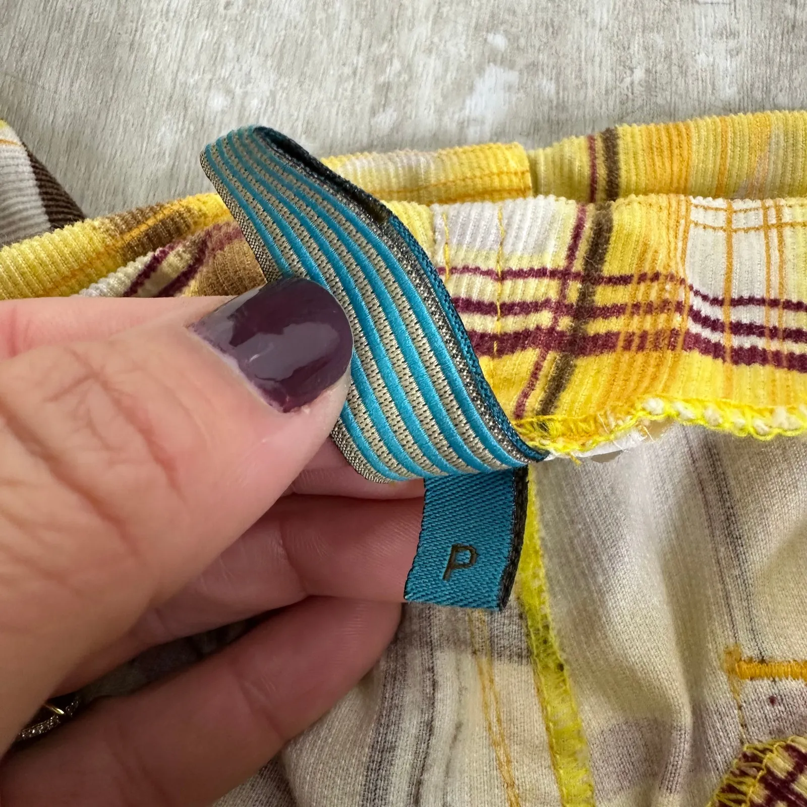 Farm Rio Yellow Plaid Low Rise Flare Pants Y2K Women’s US Small - Image 7