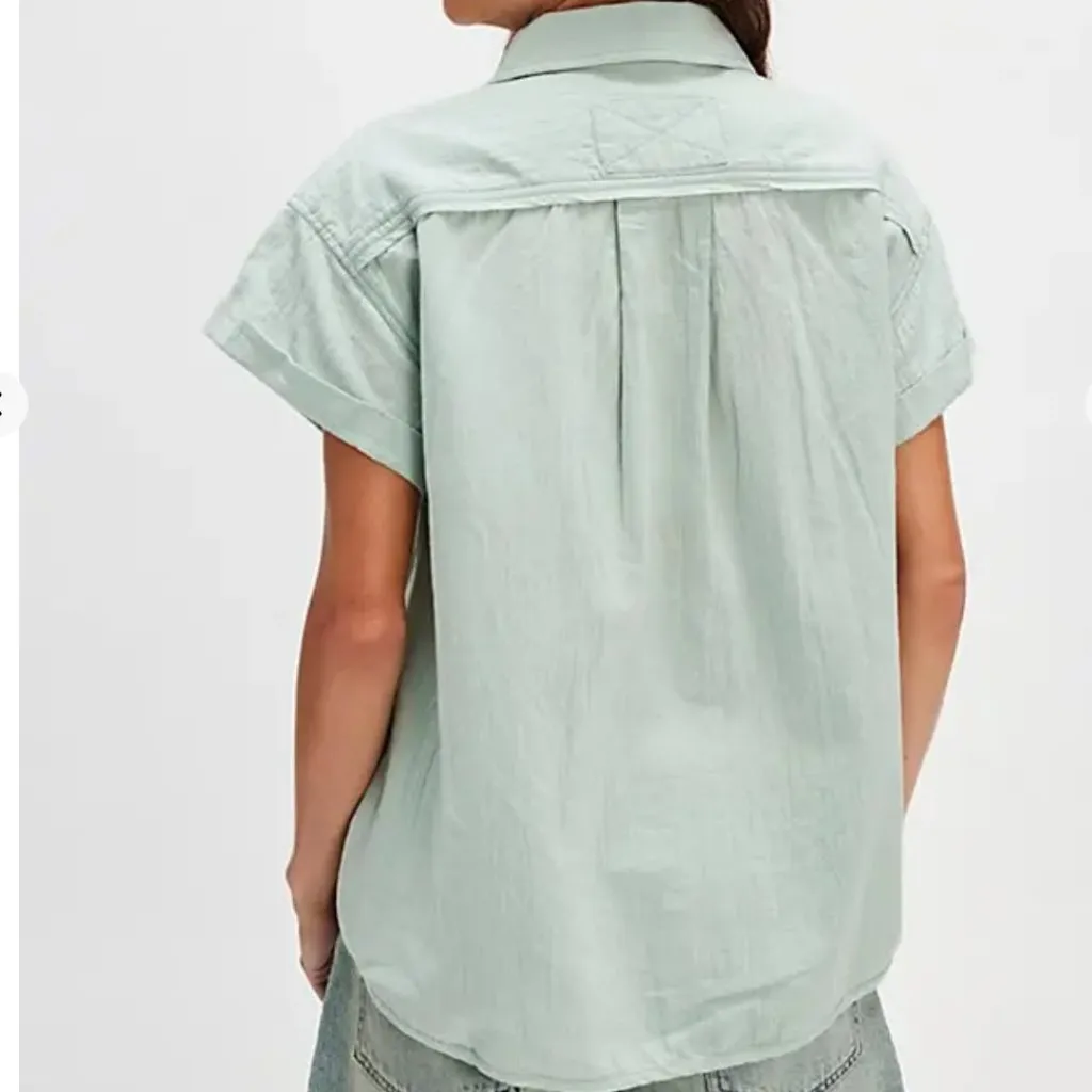 NWT Free People Firefly Linen Top in Icy Lake - Image 4