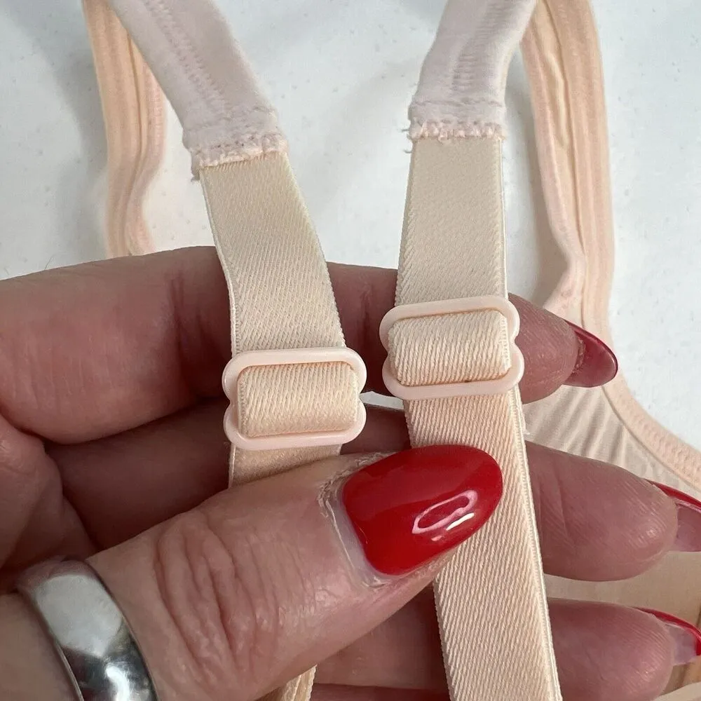 Vtg Victoria's Secret 34A Plunge Bra Underwire Adjustable Peach Demi Cup Padded - Image 5