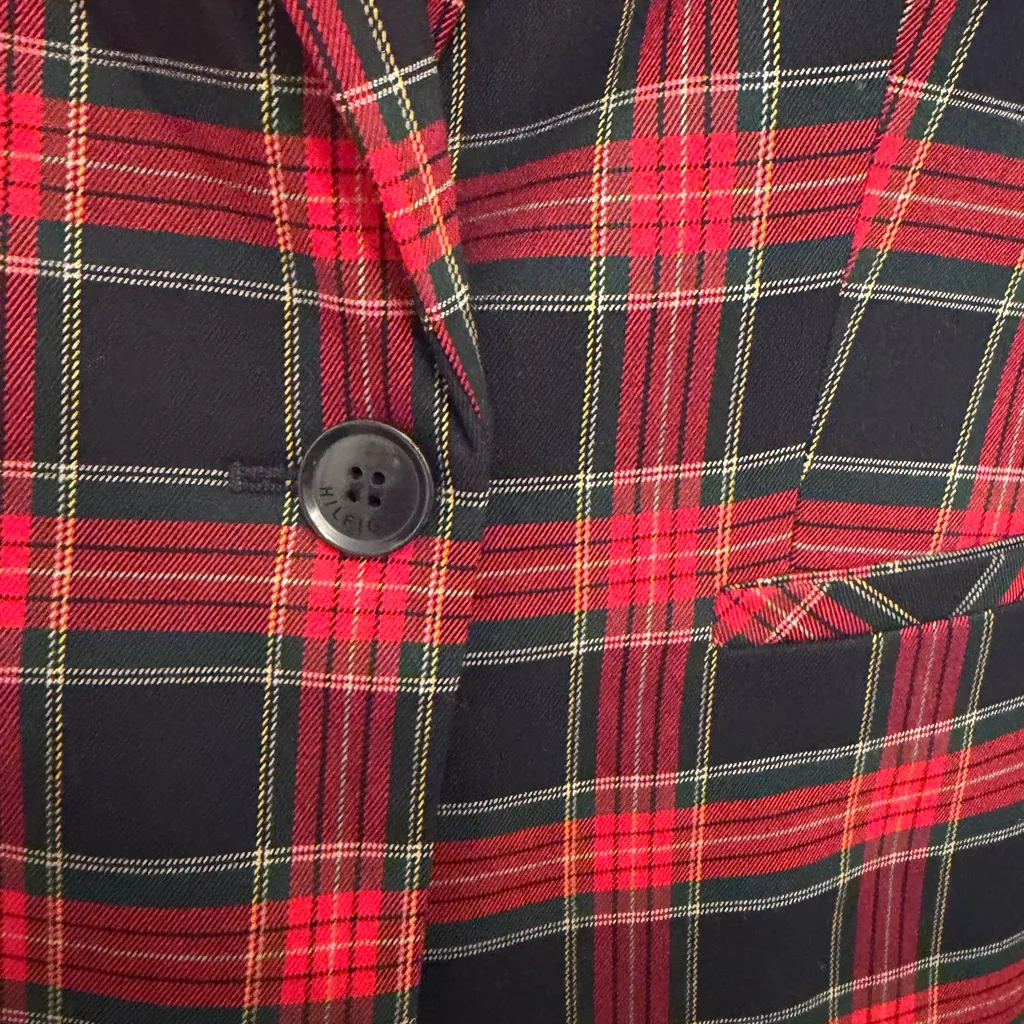 Tommy Hilfiger Tailored Tartan Blazer Size 4 Red Green Plaid NEW - Image 10