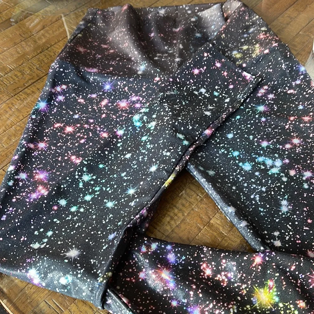 NWT Emily Hsu Celestial Multi Color Stars all over Leggings Galaxy XS - Image 3
