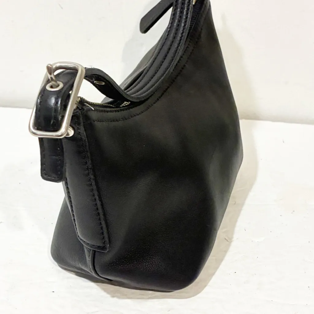 Y2K Coach Hobo Sleek #9844 Mini Demi Black Leather Baguette Hand Bag PURSE - Image 2