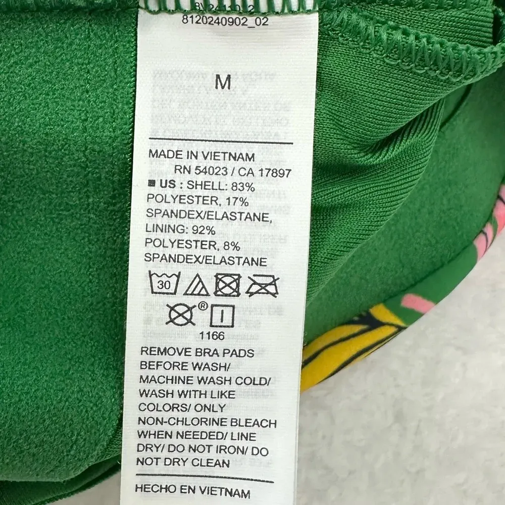 Old Navy Green and Pink Bikini Top with Tropical Print Swimsuit - Image 3