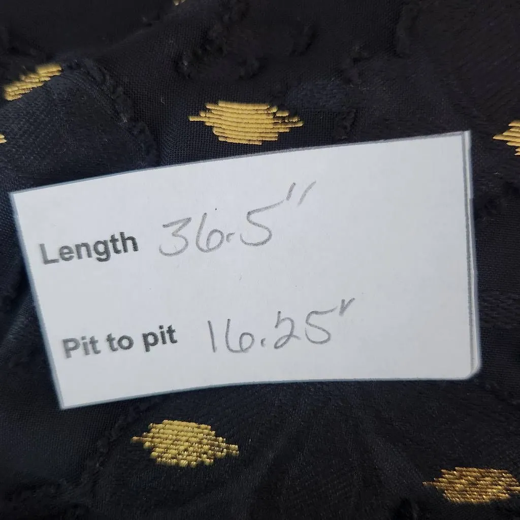 Maggy London Black and Gold Chiffon Dress NWT Size 0 Long Sleeve Metallic Gold - Image 9