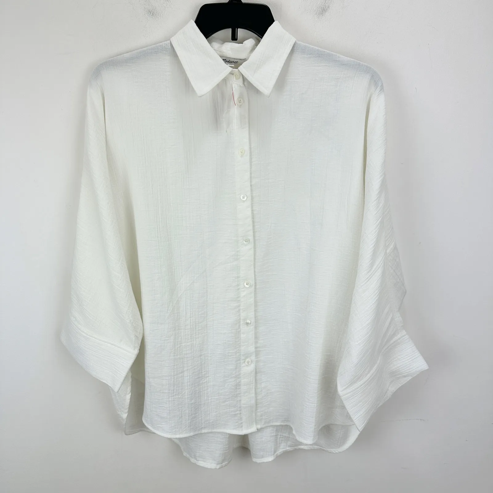 Madewell Cotton Double Gauze Oversized Shirt Button Up White Relaxed XL NWT - Image 6