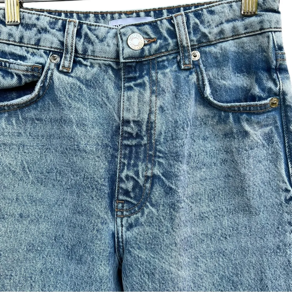 Zara Mid-Rise Wide Leg Contrast Seamless Side Wash Jeans - Image 8