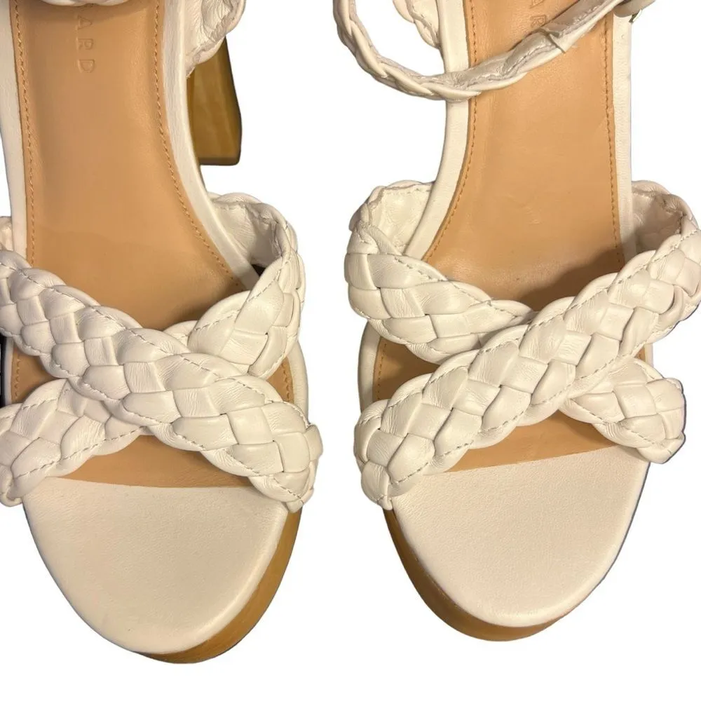Veronica Beard Gael White Leather Braided Ankle-Strap Platform Sandals Sz 9 NWOT - Image 5