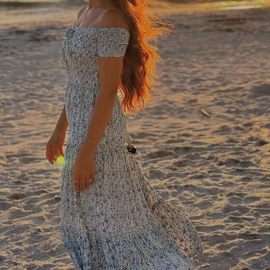 NEW Francesca’s Rosemary Off Shoulder Smocked Midi Dress Blue Size XS - Image 5