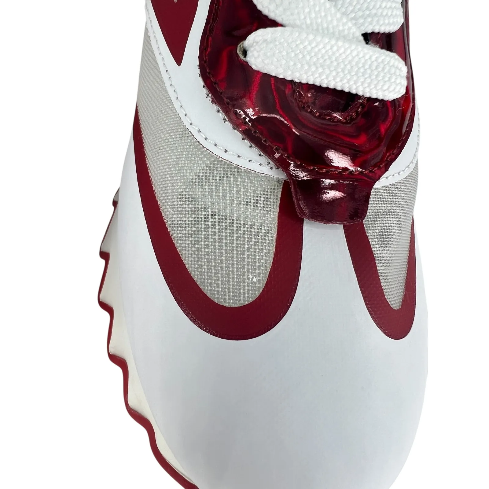 Christian Louboutin Sharkina Sneakers in White Mesh & Red Patent Leather - Image 11