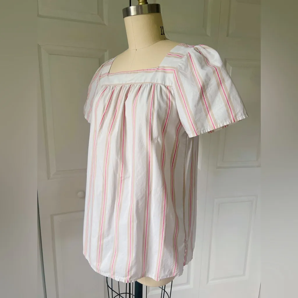 Lands End Women’s Cotton Poplin Square Neck Short Sleeve Tunic Top in Ivory - Image 5