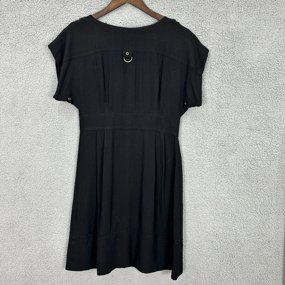 Maeve Dress Womens 6‎ Black Utility Shirt Midi Pockets Minimalist Boho Career - Image 2