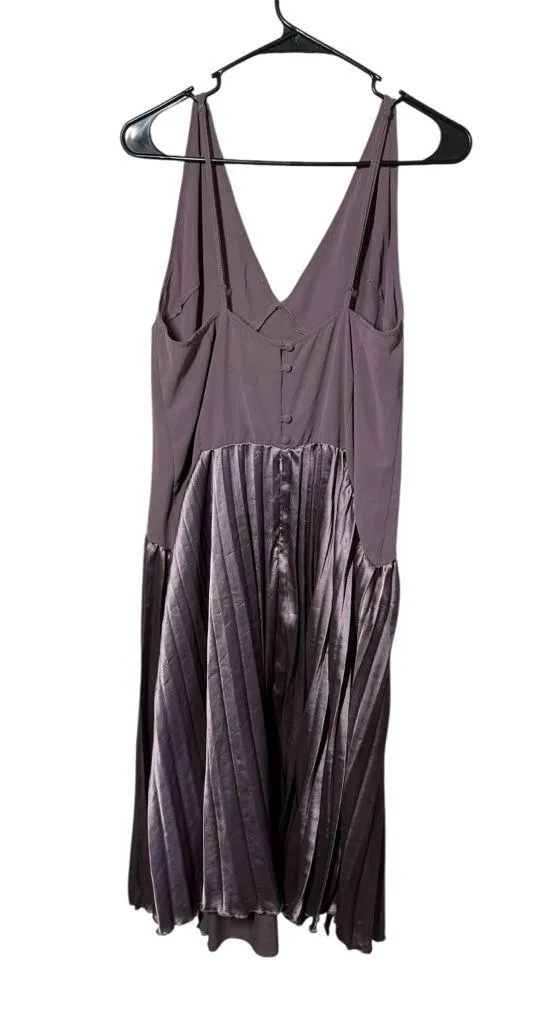 NWT ASOS Cami Pleated Satin Paneled Midi Swing Dress Size US 6 - Image 2