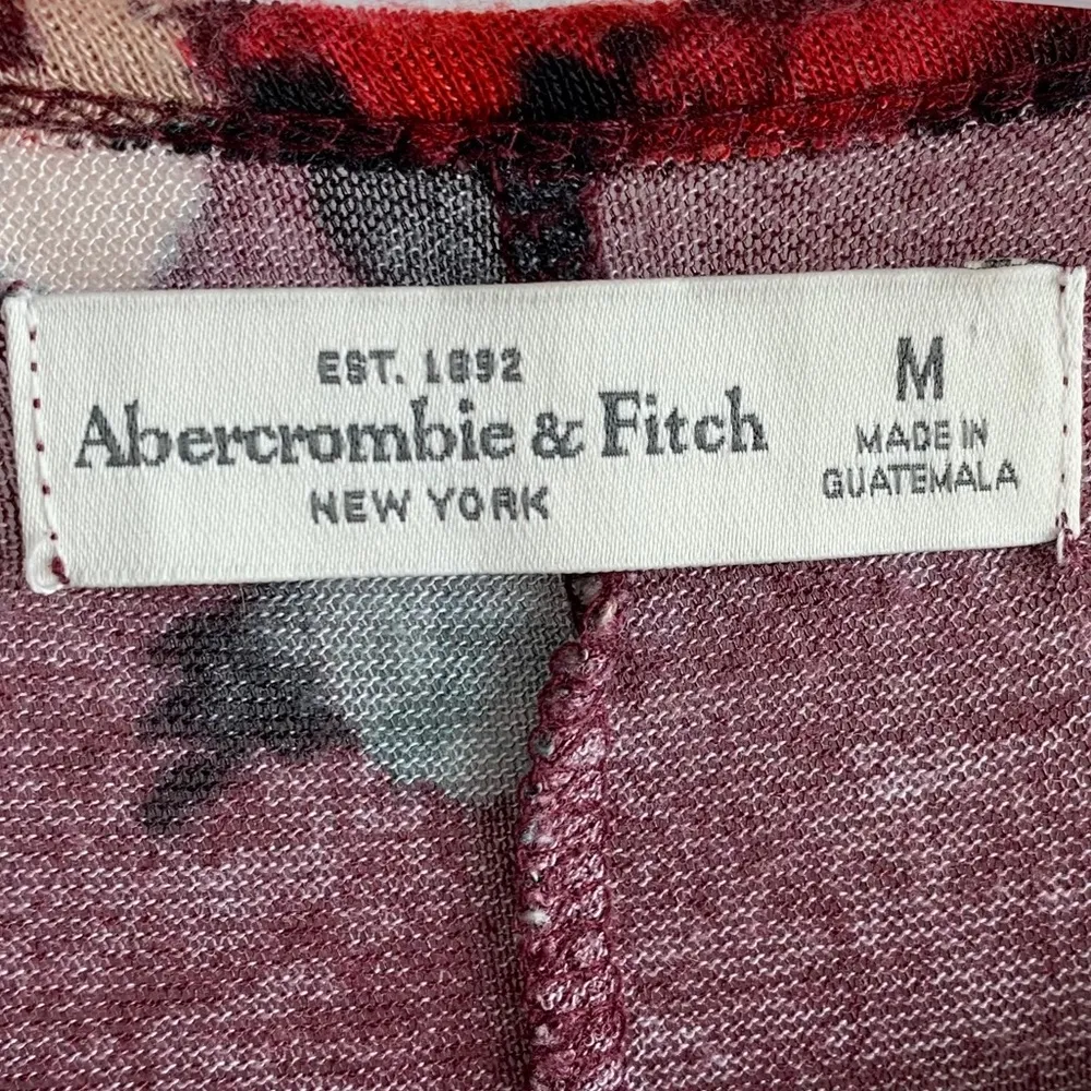 Abercrombie & Fitch Floral Maroon Hi Low Long Sleeve Shirt - Image 3