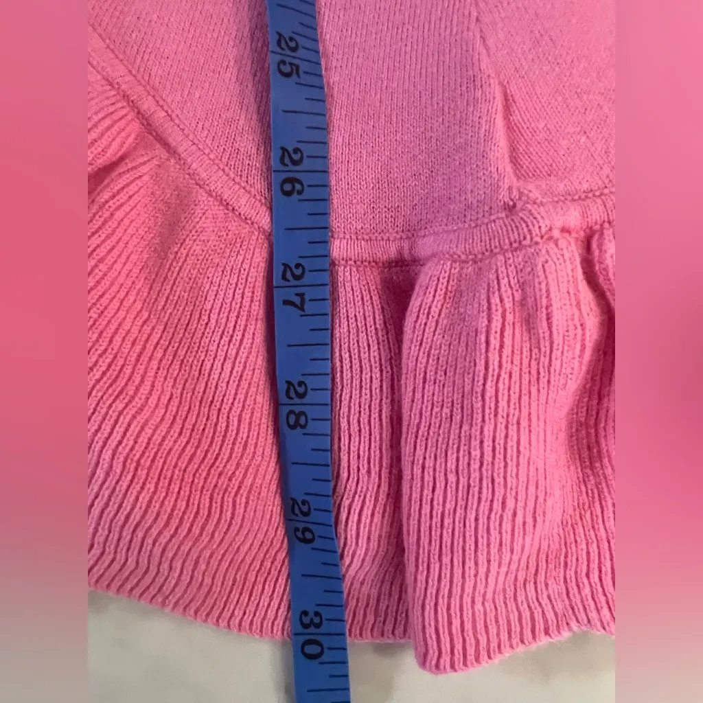 Lilly Pulitzer Pink Ruffle Cascading 
Cardigan Open Knit Sweater Size Small EUC - Image 3
