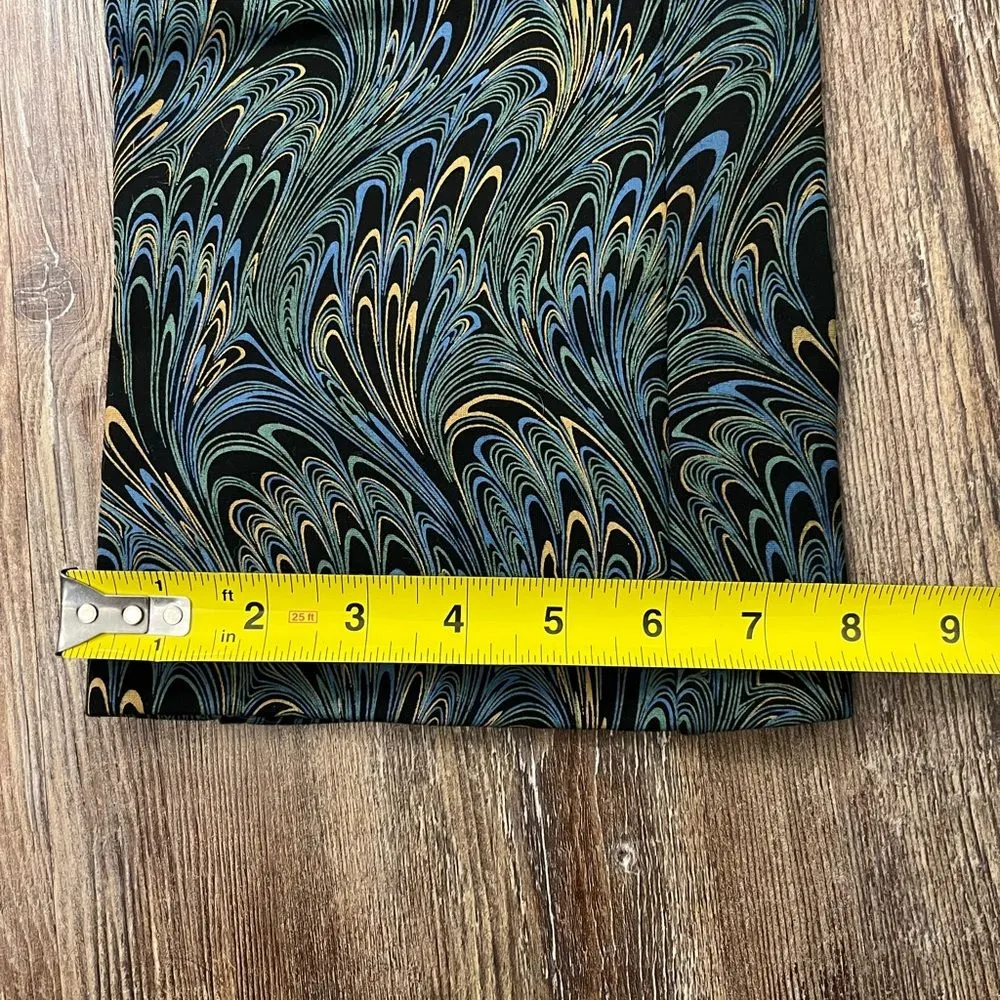 Soft Surroundings Marble Print Peacock Black Ponte Pull On Pants Size Small - Image 8