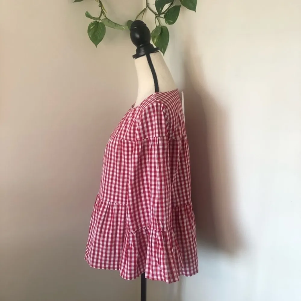 NEW Stevie Hender Gingham Peplum Blouse - Image 3