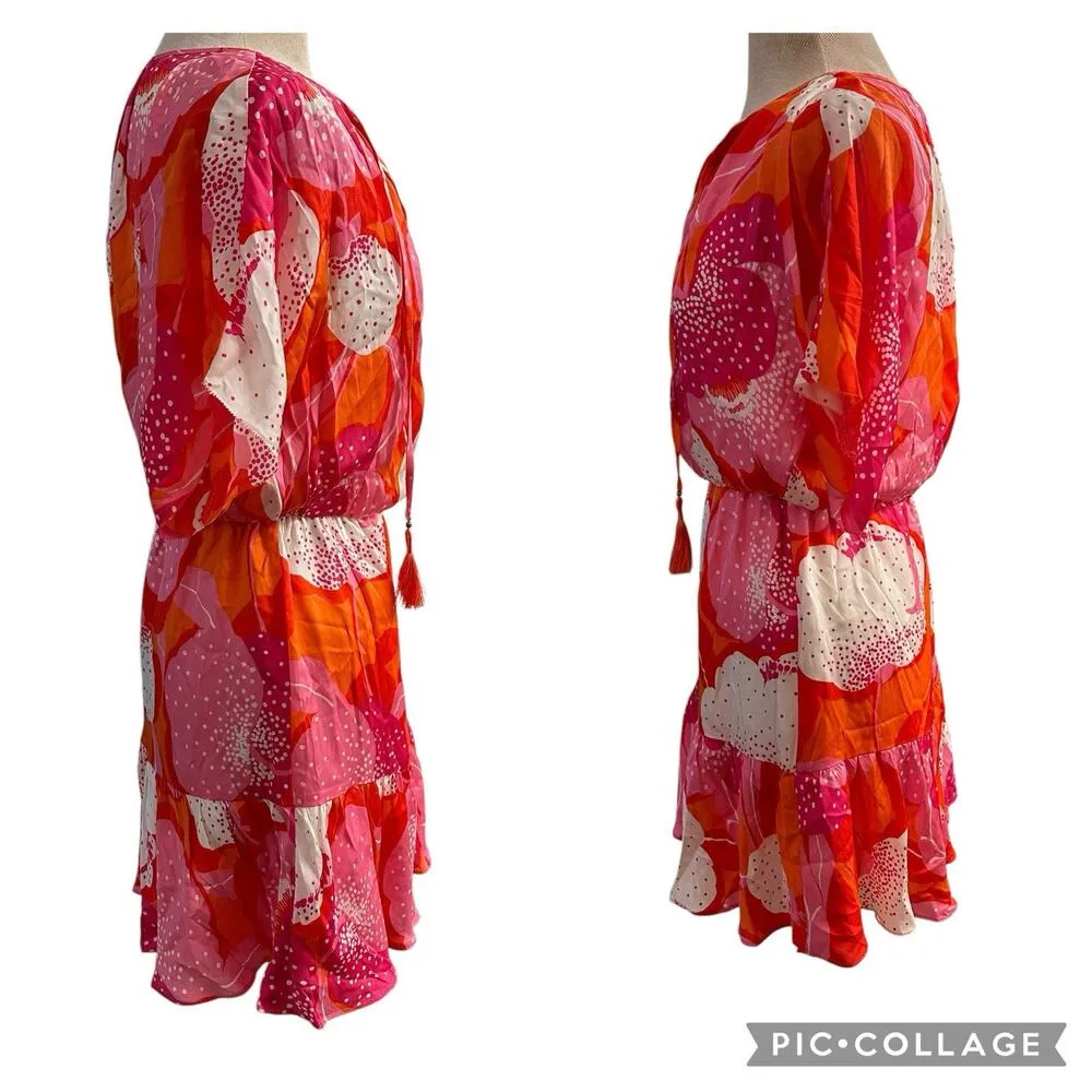 NEW Trina Turk Mahalo Dress Pink Floral Strawberry Blossom Silk Blend Size Small - Image 13