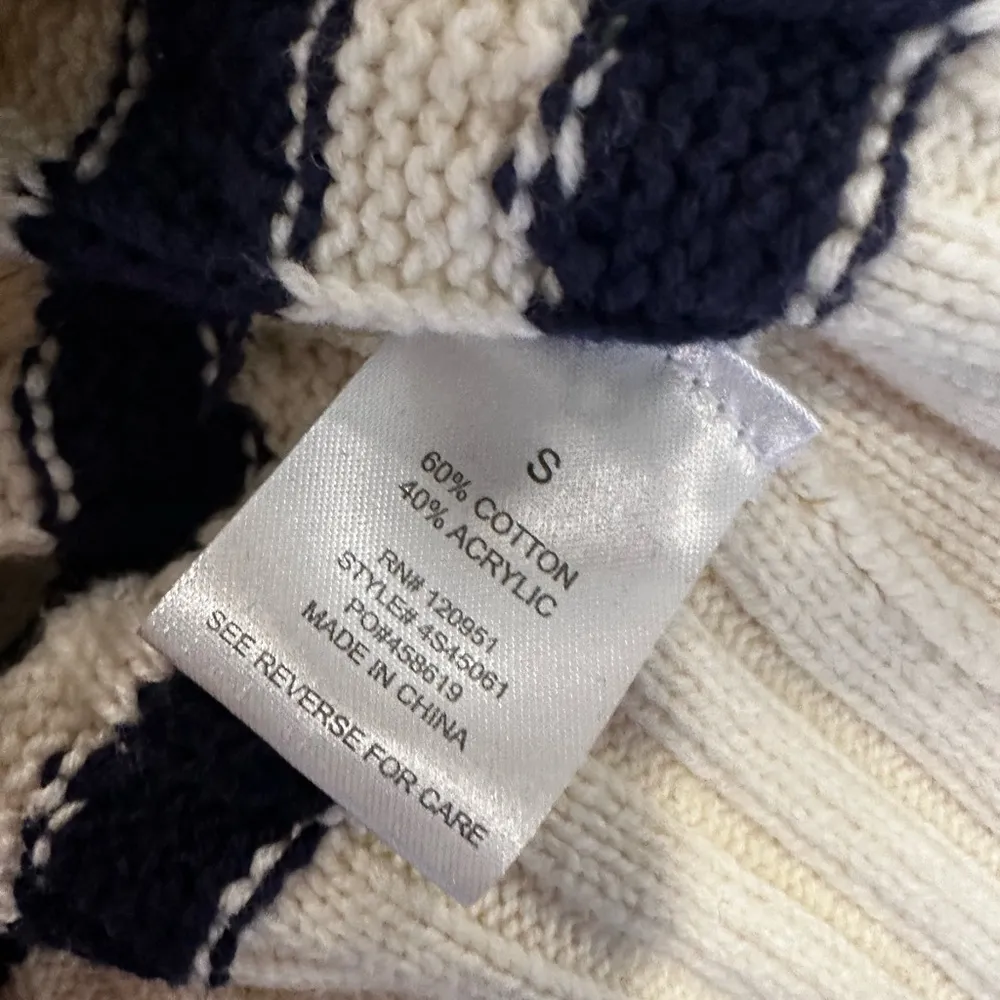 NWT Pink Rose Preppy Cream & Navy  Cable Knit Collared Cardigan. Ribbed Hem. S - Image 6