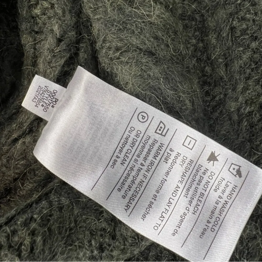 Vince Mirrored Cable Knit Alpaca Wool Blend Pine Green Turtleneck Sweater XL - Image 5