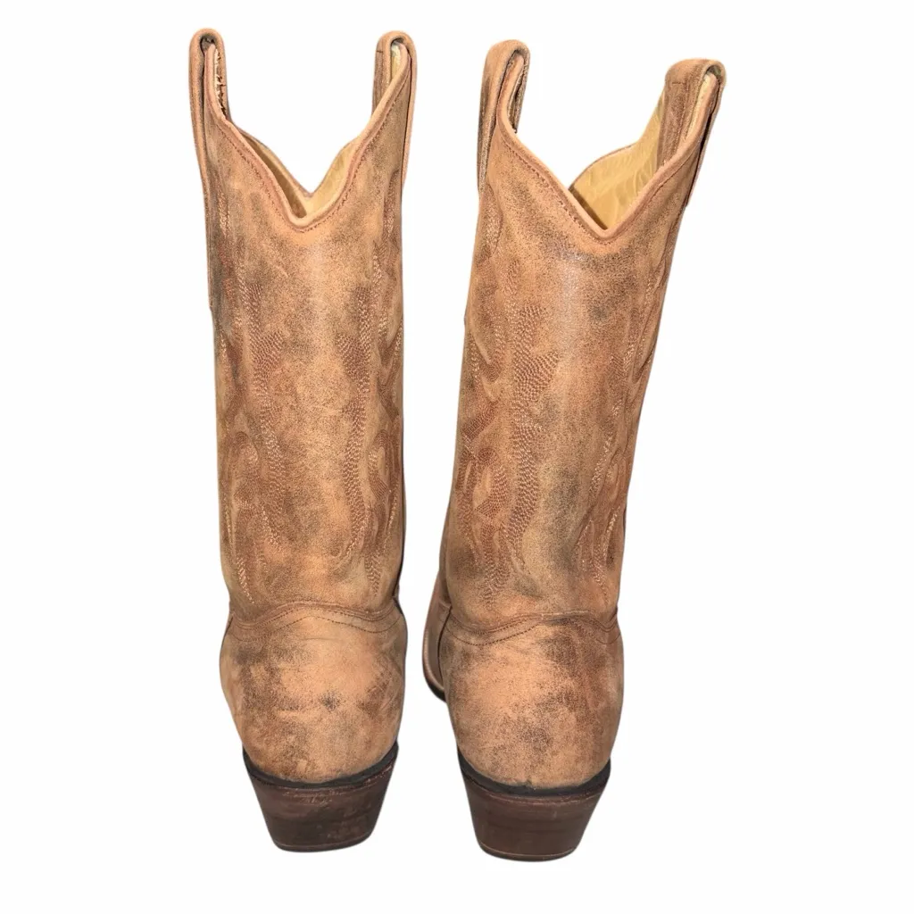 Corral Brown Distressed Leather Western Cowgirl Snip Toe Boots Shoes size 8.5 - Image 4