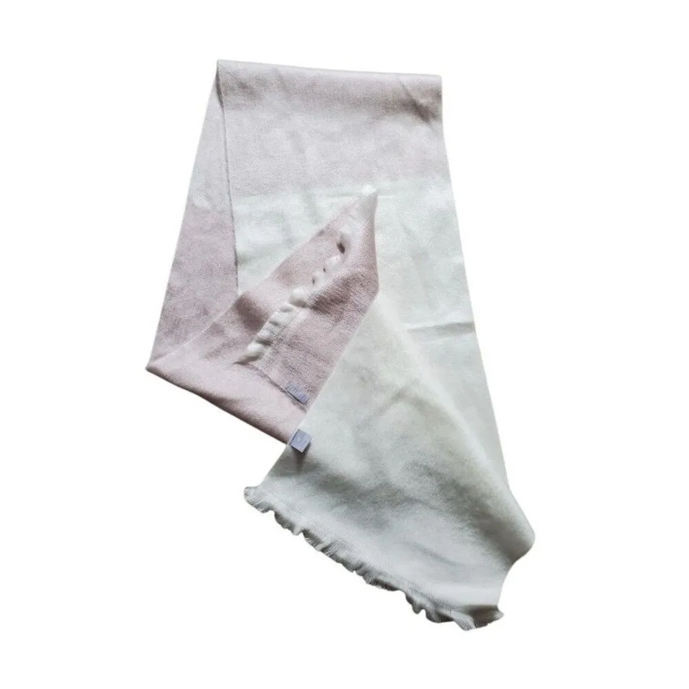 Pokoloko Peruvian Alpaca Blend Fringe Scarf Gray Pink White Fade Cozy Soft EUC - Image 2