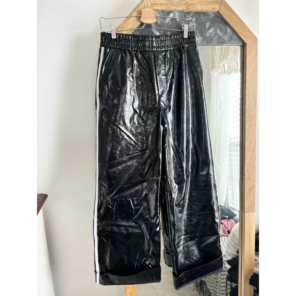 Anthropologie Maeve Faux Patent Leather Sporty Pull-On Pants - Image 3