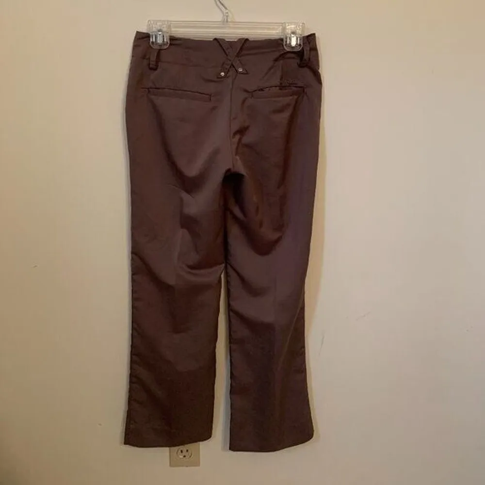 IZOD Womens Size 0 CoolFx Golf Pants Cropped Brown Lightweight Straight Leg - Image 3