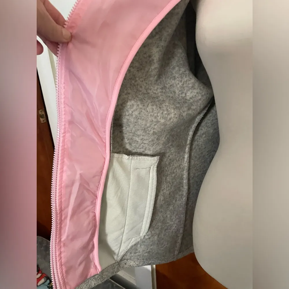 Womens Xersion Gray And Pink Fleece Jacket With Double full-zip And Double Hood - Image 6