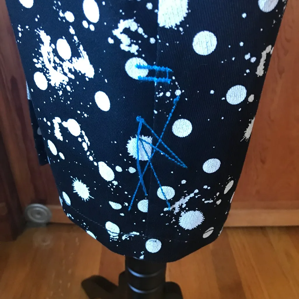 Vintage Lip Service Polka Splatz Punk Goth Pencil Knee Length Skirt XS - Image 5