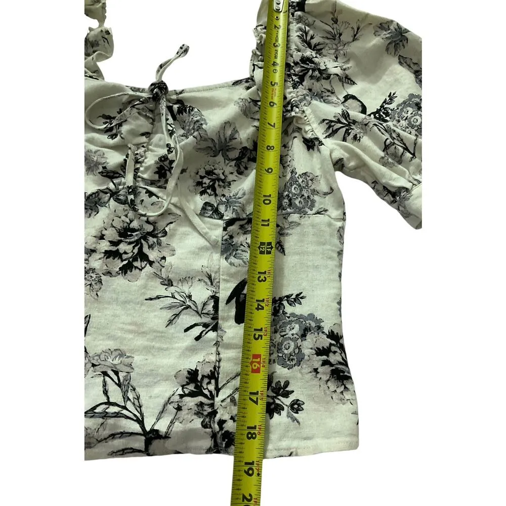 Who What Wear Ivory Floral Linen Shirt Women Top Size Small | 56-42 - Image 7