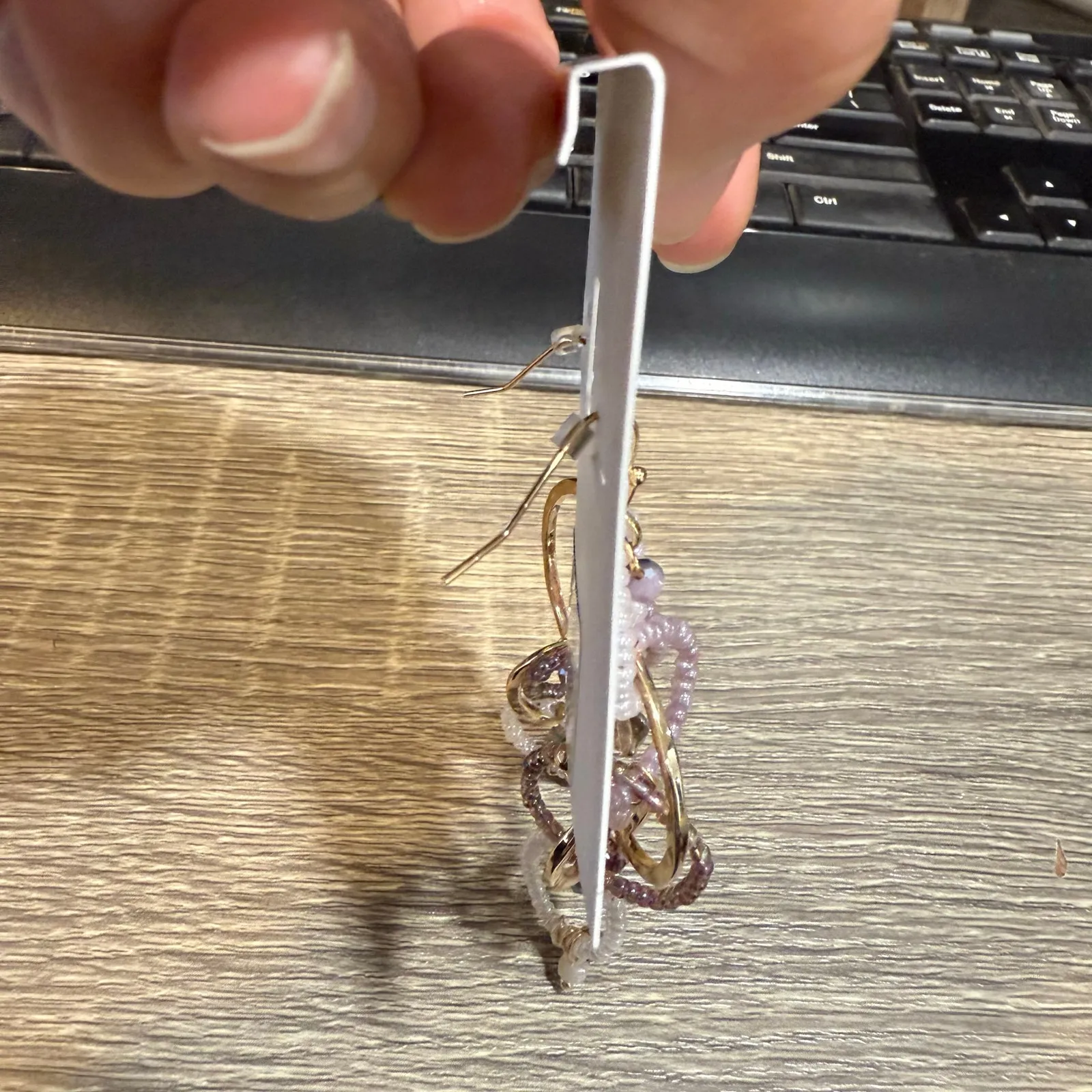 Style & Co. Purple Bead Links Earrings NWT - Image 2