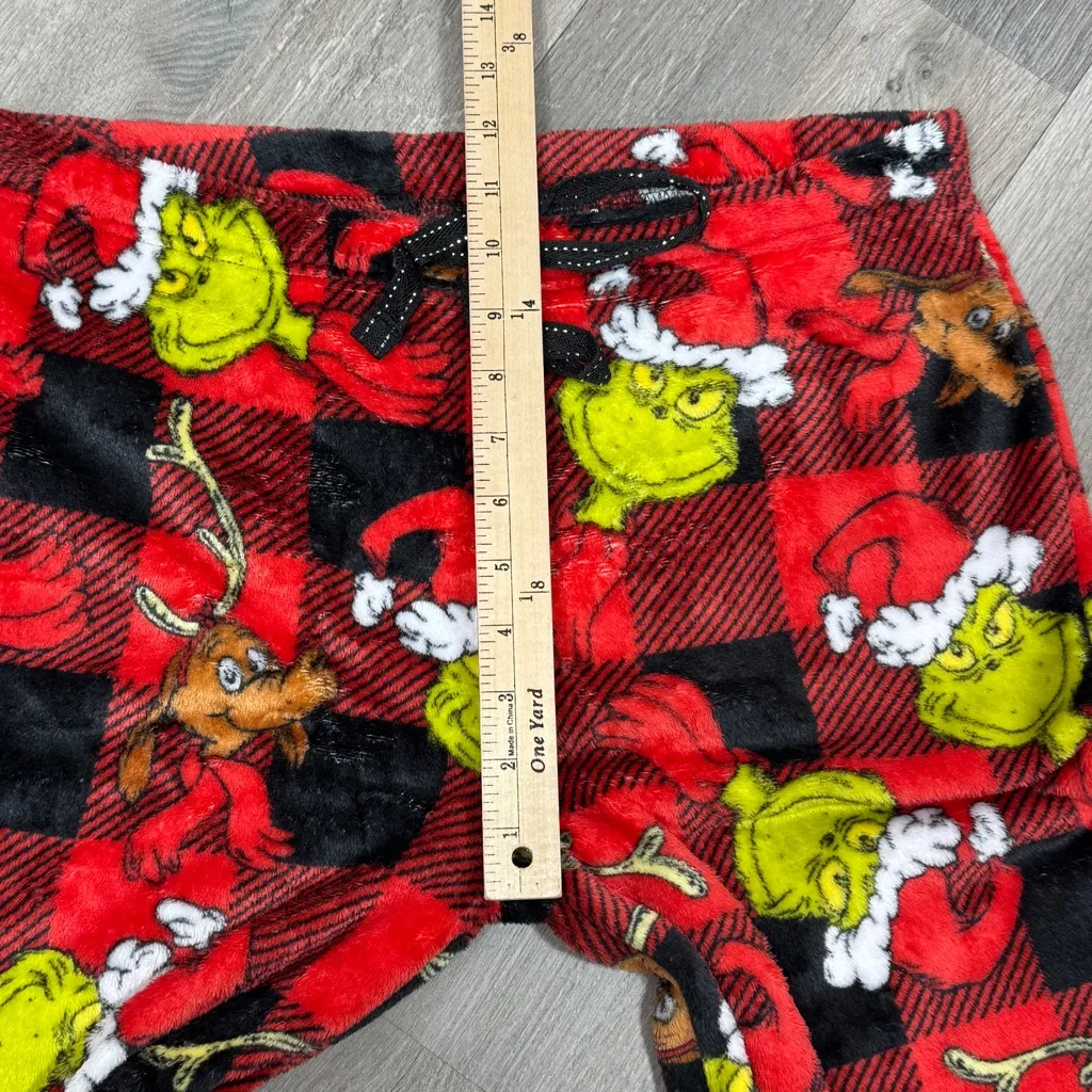 Dr. Seuss‎ The Grinch Max Buffalo Check Fleece Lounge Pajama Pants Red Large - Image 8
