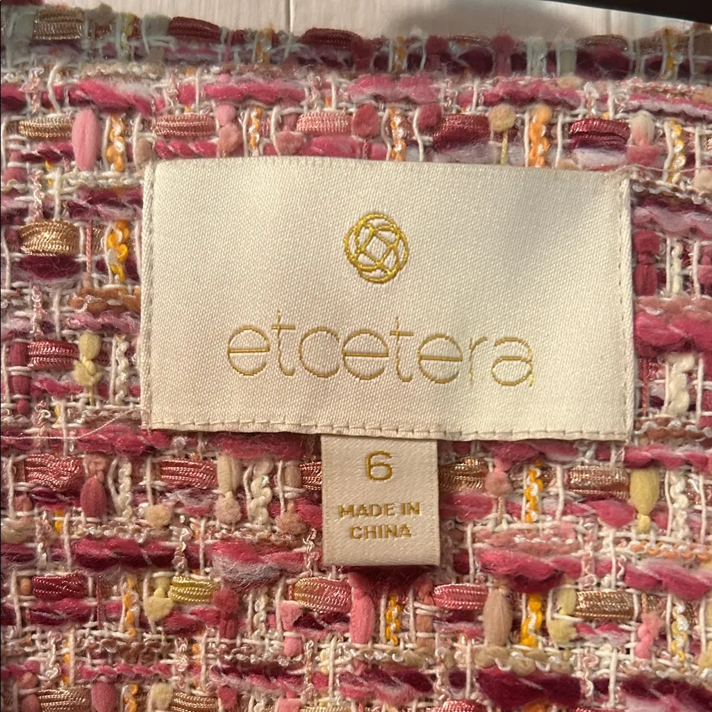 Etcetera Multicolor Tweed Blazer, Size 6 - Image 2