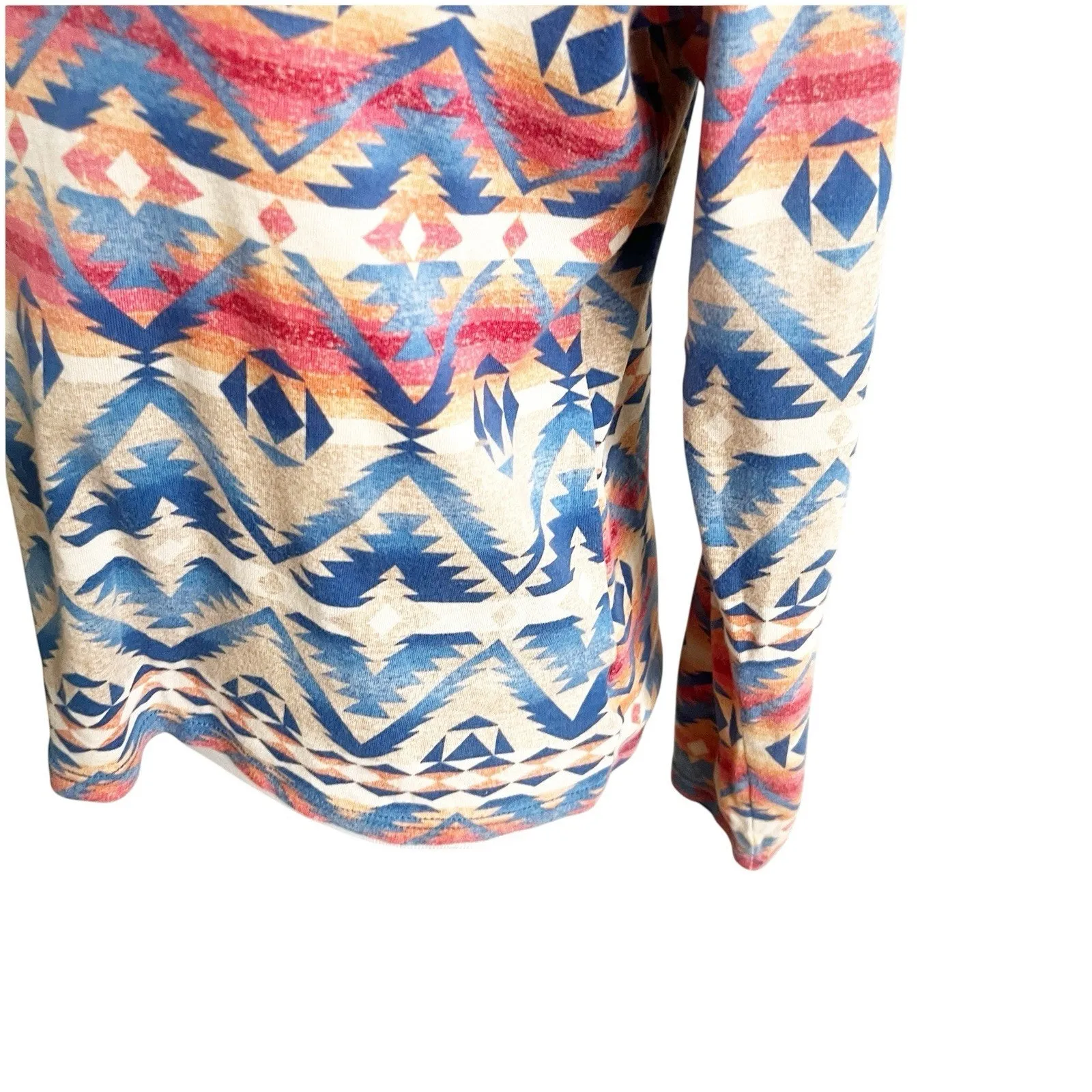 Chaps Denim Women’s Aztec Print Long Sleeve Vintage Soft Suede Lace Up V-Neck XL - Image 8