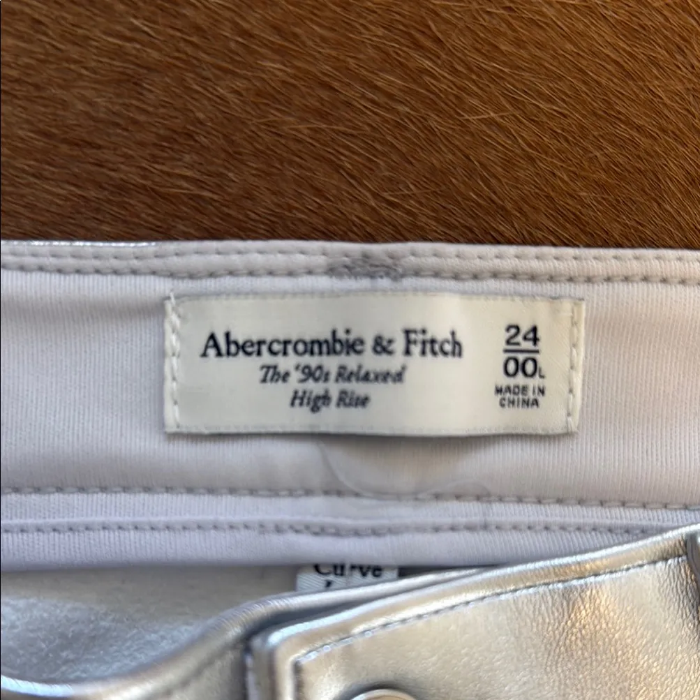 Abercrombie and Fitch Silver Metallic Leather Pants NWT curve love Long - Image 2