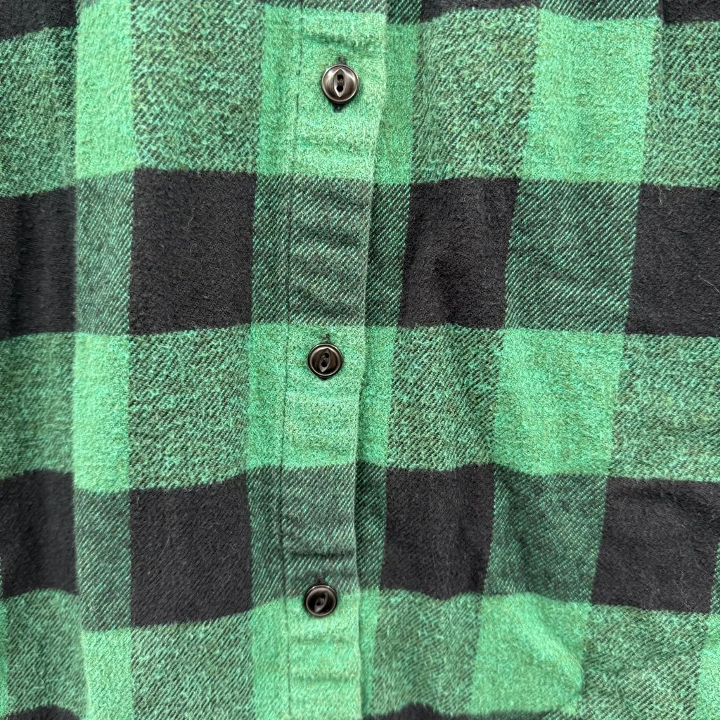 Madewell Green & Black Plaid Flannel Long Sleeve Button Down Shirt Sz S - Image 7