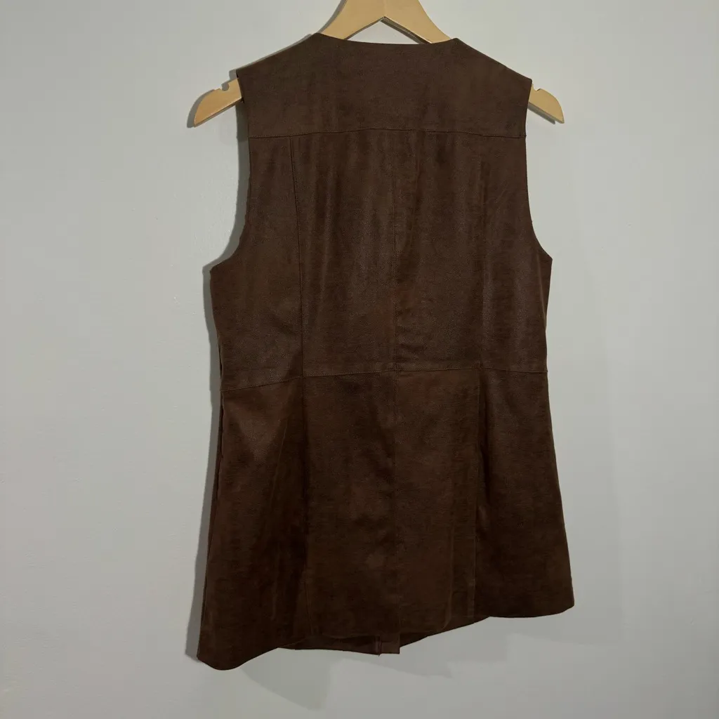 Chico's Edgy Faux-Leather Western Vest Brown‎ Size Small Chico's Size 0 - Image 5