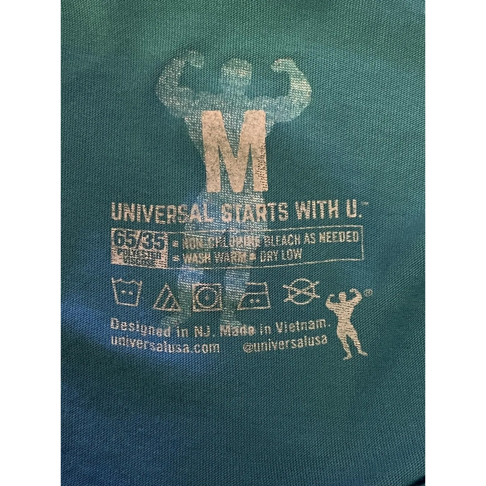 Universal USA Tank Top Womens Medium Blue Cropped Graphic Gym Fitness Muscle - Image 5