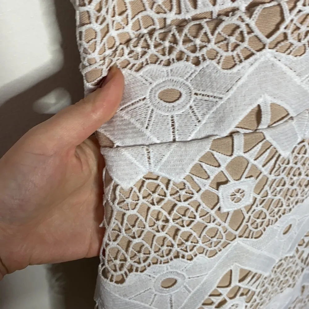 Lulus Sway Away White Crochet Lace cocktail Dress size L Size L - Image 8