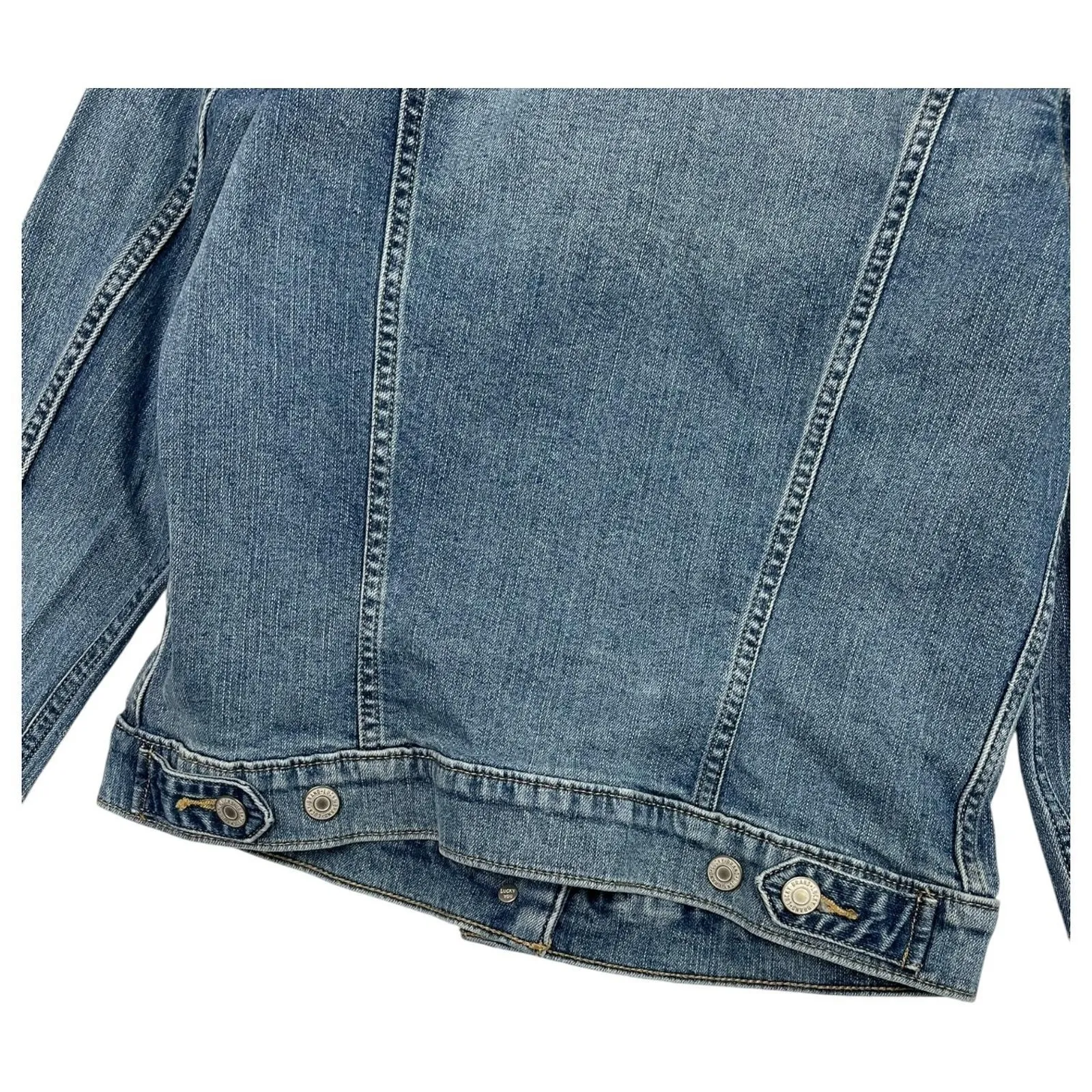 Lucky Brand Denim Jacket Womens Small Blue Button Up Jean Classic Trucker Casual - Image 5