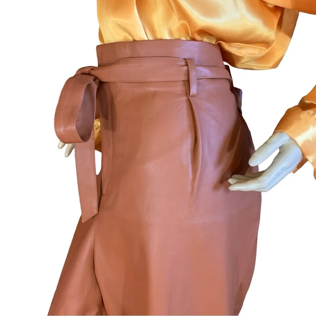 ELOQUII BROWN FAUX LEATHER PAPER BAG WIDE LEG TROUSERS (22) - Image 7